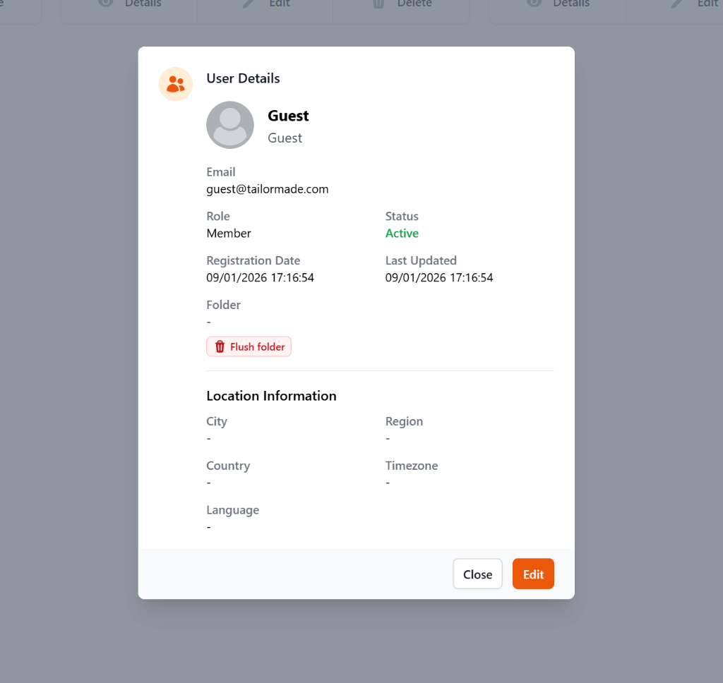 User Details Modal