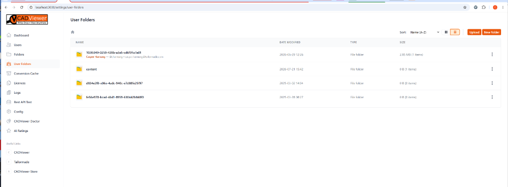 User Folders Pane